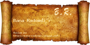 Bana Radomér névjegykártya